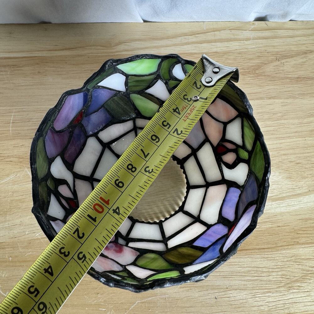 Vintage Fairy Lamp Top Only Small Floral Stained Glass Shade Colorful Decor - Picture 5 of 6